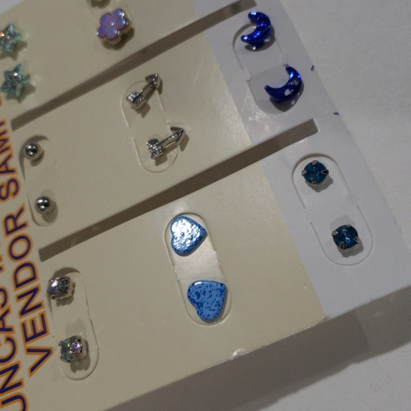 UNCAS International Set of 9 Stud Colorful Earrings - Trendy & Stylish Jewelry - Picture 5 of 11